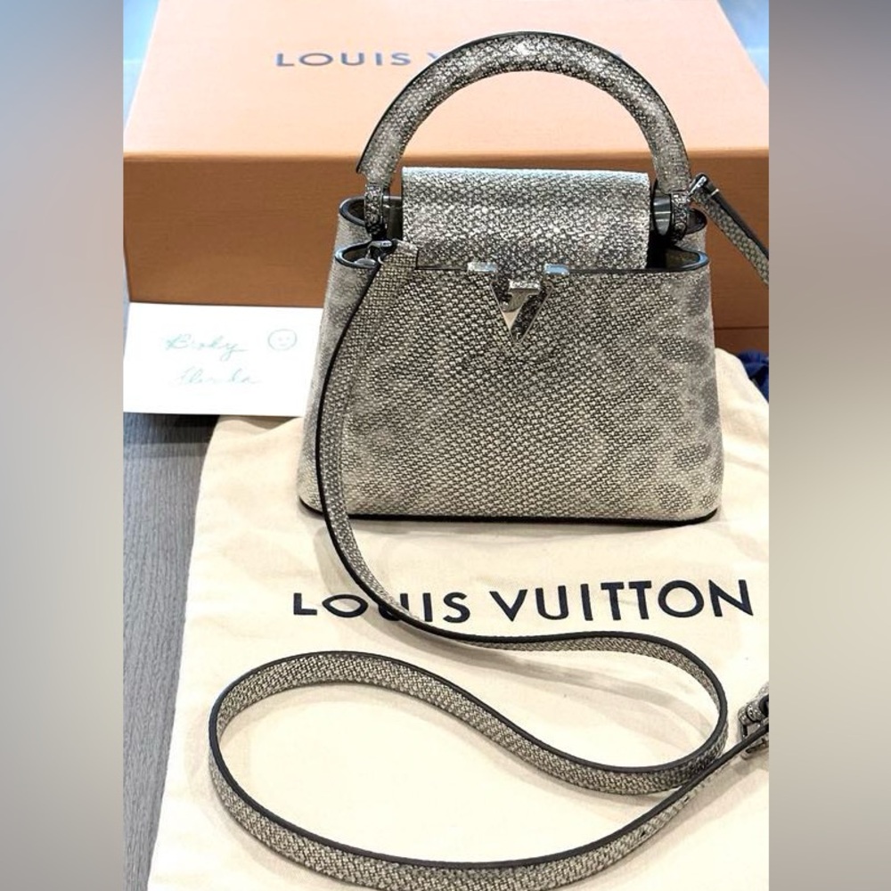 Extremely Rare Louis Vuitton python metallic mini capucines bag.